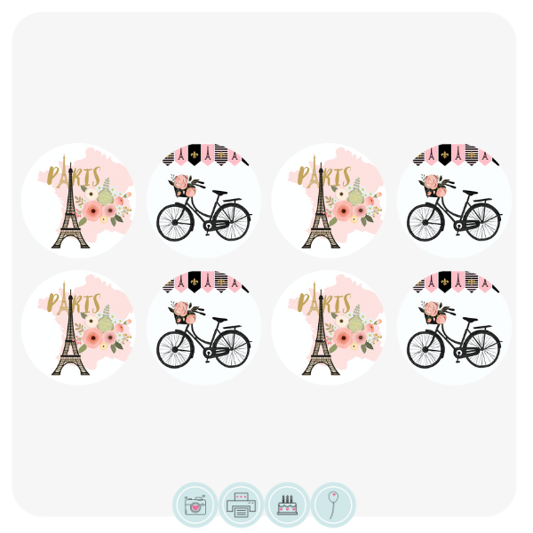 Paris Cupcake Toppers Edible Cake Toppers
