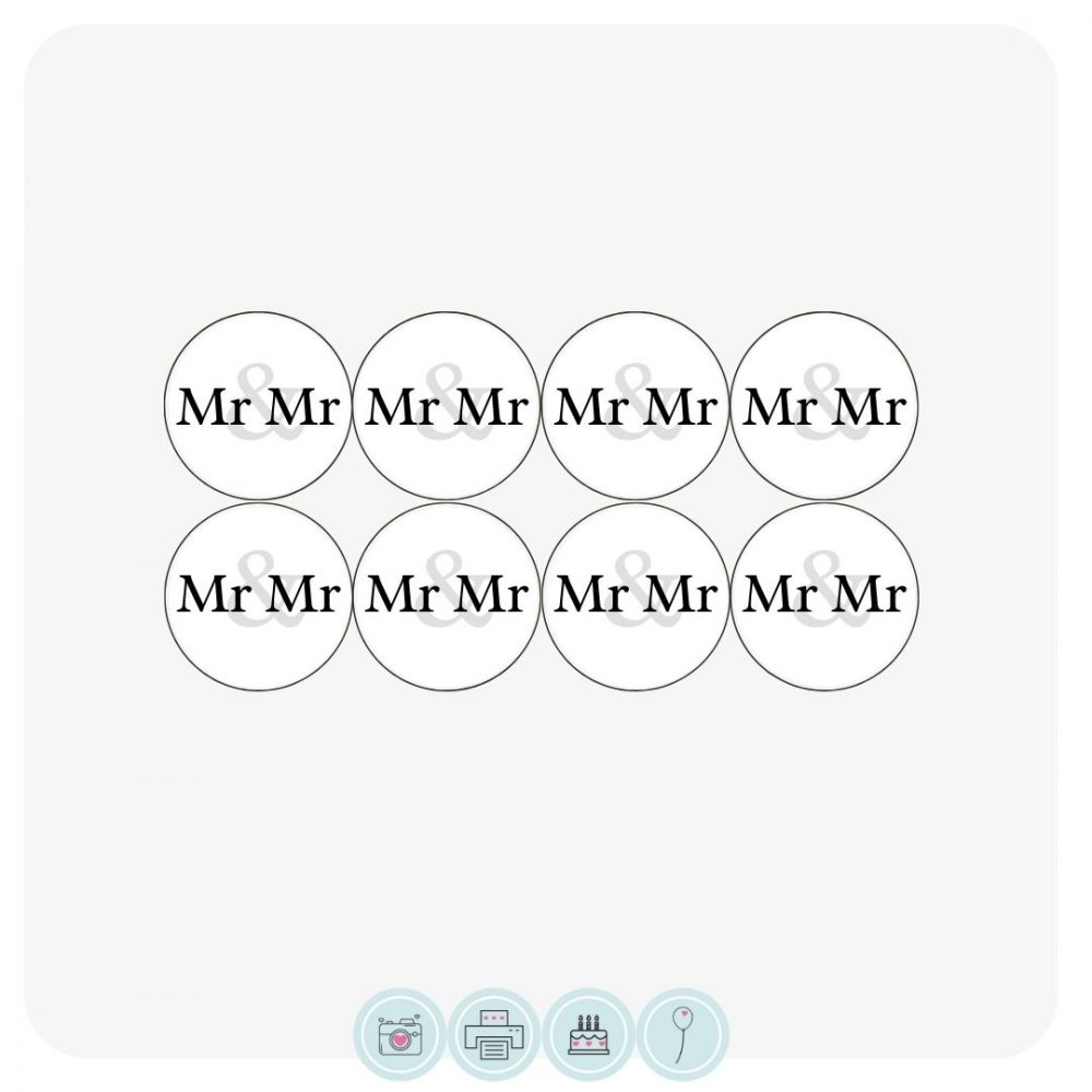Mr & Mr Edible Cupcake Toppers Edible Cake Toppers