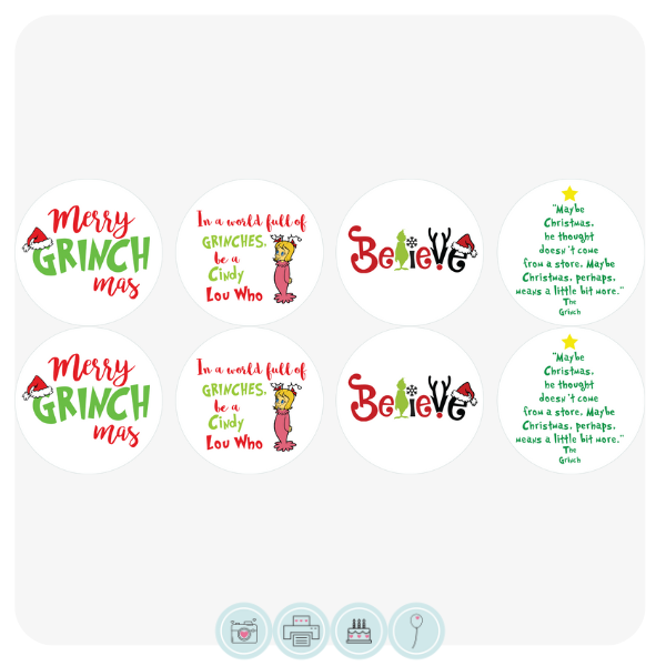THE GRINCH PRE CUT Edible Sweetened Wafer Card Cupcake Toppers