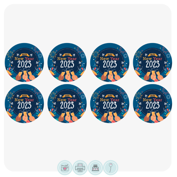 New Year Cheers Cupcake Toppers Edible Cake Toppers