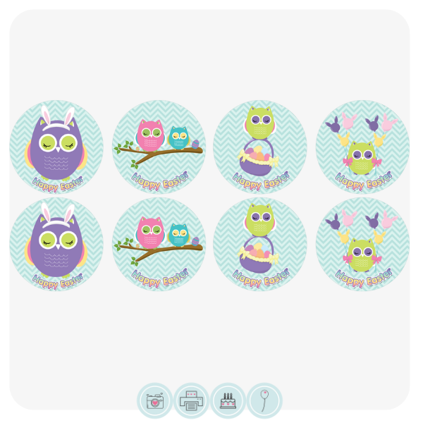 Easter Owls Cupcake Toppers Edible Cake Toppers