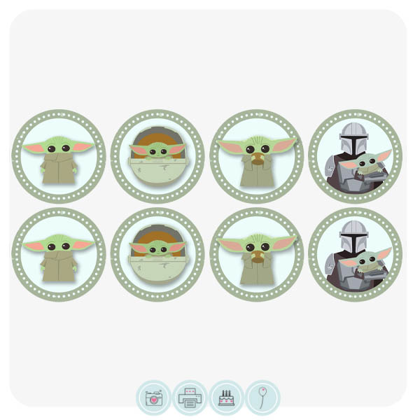 Cute Baby Yoda Cupcake Toppers